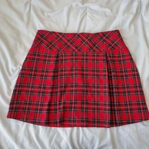 Forever 21 Plaid Zip Back Red Schoolgirl Skirt